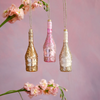 Glitter Champagne Bottle Ornaments in Three Colors