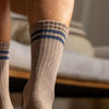 Retro Taupe Stripe Socks by Billy Belt