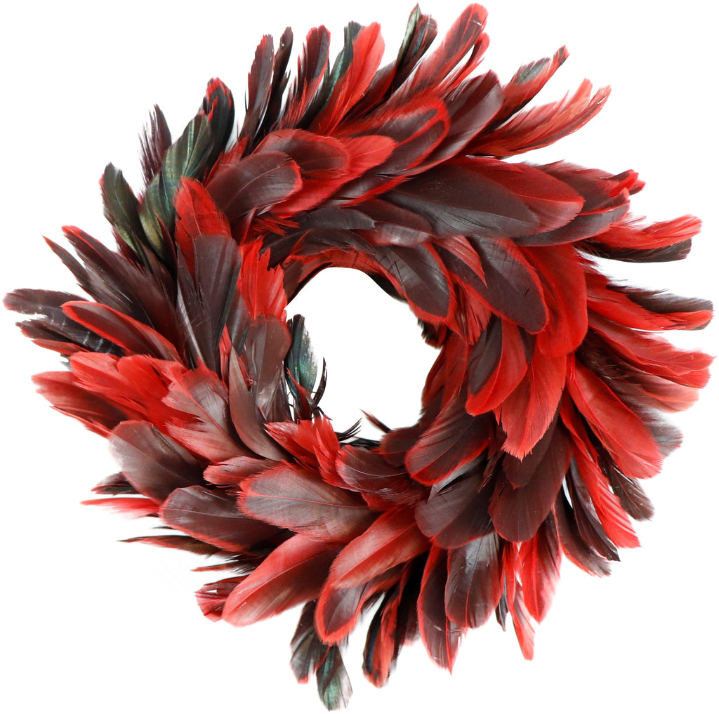 Red Feather Wreath in Two Sizes