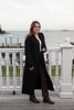 Long Cable Knit Cashmere Cardigan in Black by The Perfect Provenance Luxury Cashmere Collection