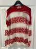 Red & White Leopard Knit Sweater by No. 21