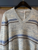 Grey & Blue Stripe V Neck Sweater By TONET - The Perfect Provenance