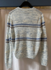 Grey & Blue Stripe V Neck Sweater By TONET - The Perfect Provenance