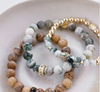 Stone Bead Bracelet in Gold & Peace by Marlyn Schiff