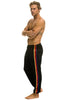 5 Stripe Unisex Classic Sweatpants in Relaxed Black Velvet by Aviator Nation