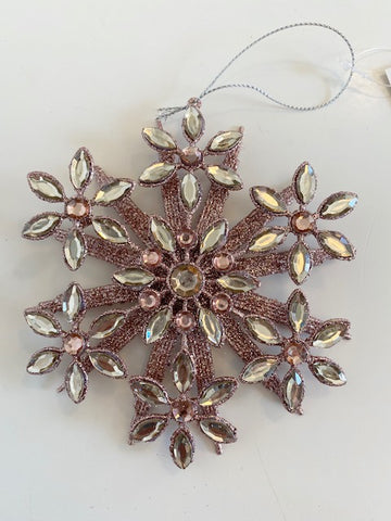 Pink Glitter Snowflake Ornament