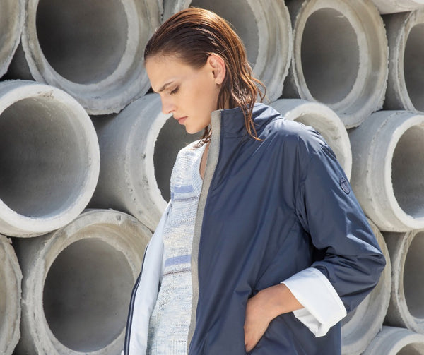 Grey & Blue Stripe V Neck Sweater By TONET - The Perfect Provenance