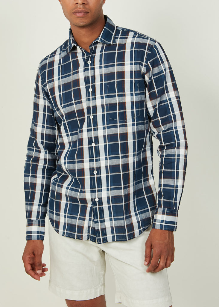 Paul Woven Shirt in Indigo/White by Hartford Paris - The Perfect Provenance