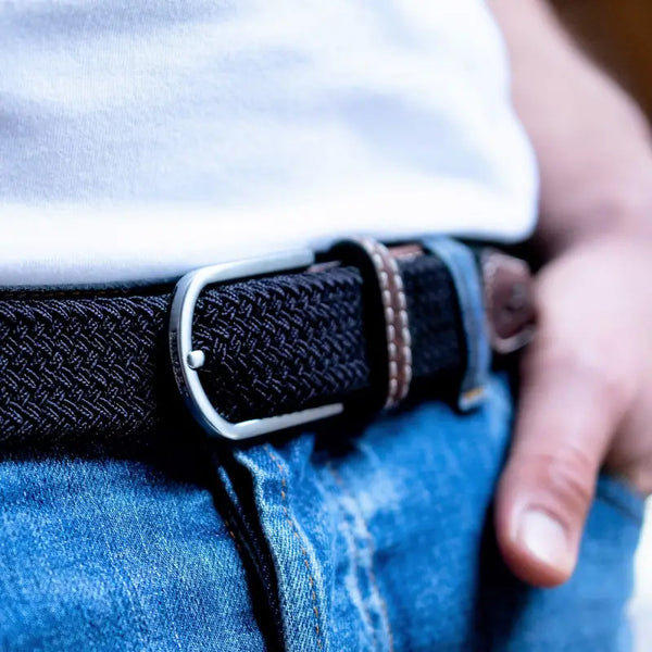 Navy Elastic Braided Belt by Billybelt