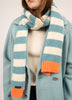 Sarrans Scarf in Acqua with Cream Stripe and Orange Trim by Saint James