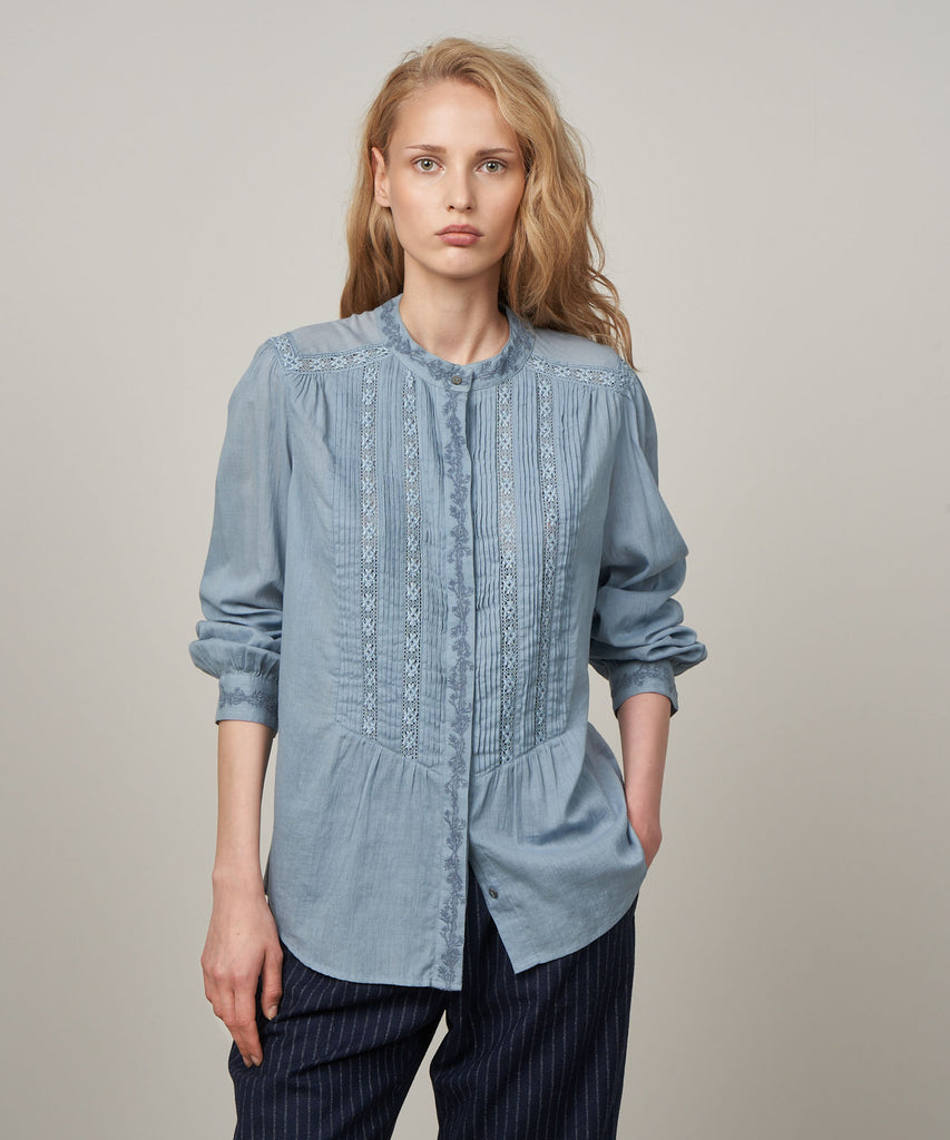 Conrad Woven Shirt in Celeste by Hartford Paris