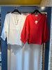 Danae Long Sleeve Blouse in White or Red by Colores