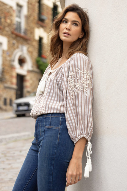 Axelle Striped & Floral Blouse - The Perfect Provenance