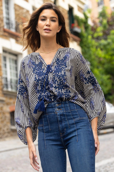 Charlie Floral Striped Blouse by Miss June