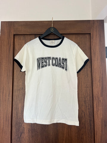 WEST COAST Ringer Graphic T-Shirt: NATURAL/BLK / M