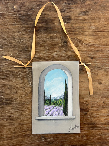 Provence Lavender Fields Window Artwork Handpainted
