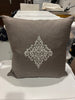 Regalia Gray Linen Embroidered Square Pillow by Aandaz -- FLoor Sample