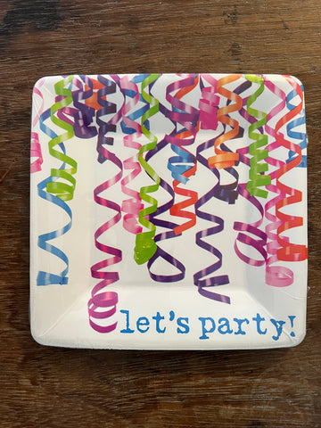 Let's Party Graphic Multi Square Paper Plate