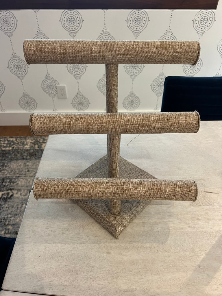 Three Tier Burlap Bracelet Display -- Gently Used