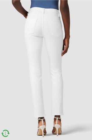 Nico Mid-Rise Straight Ankle Jean in White by Hudson Jeans