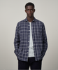 NEW Paul Soft Texture Plaid Shirt in Navy, Grey, & Black by Hartford