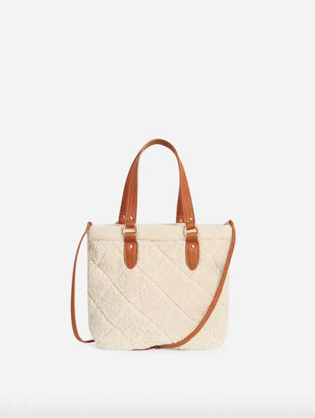 Small Cabas Crossbody Shearling Tote in Cream by Vanessa Bruno - The Perfect Provenance