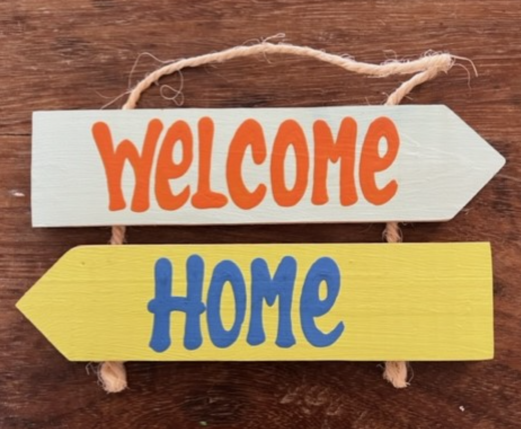 Hand Painted Welcome Signs in Yellow or Orange From St. Barts