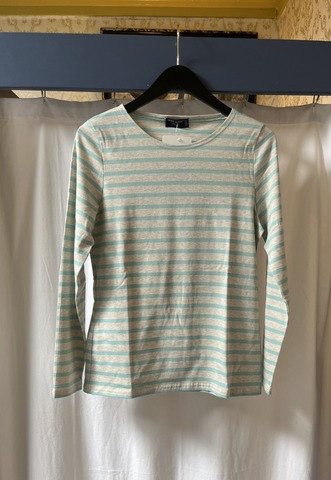 Minquidame Long Sleeve Shirt with Grey and Jade Stripes by Saint James