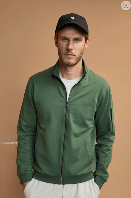 Sudd Zip Up Jacket in Green by Benson & Cherry - The Perfect Provenance