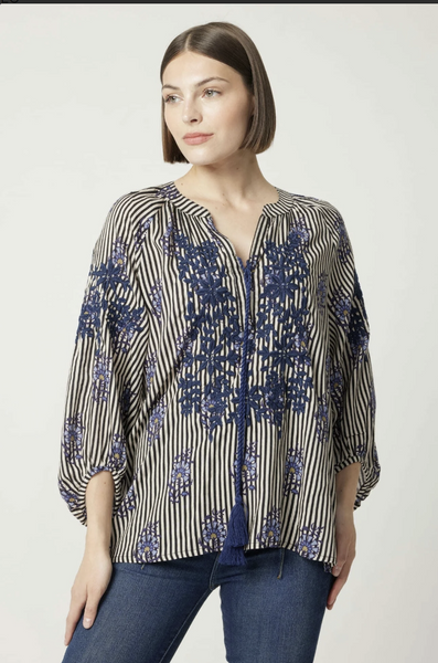 Charlie Floral Striped Blouse by Miss June