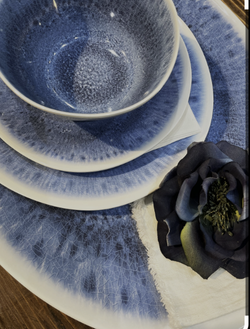 Ocean White and Blue Melamine Dinner & Salad Plates