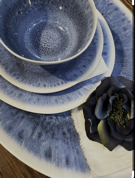 Ocean White and Blue Melamine Dinner & Salad Plates by Fiorira un Giardino