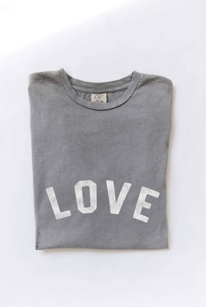 LOVE Mineral Washed Graphic Cotton Tee  in Soft Pink or Gray - The Perfect Provenance
