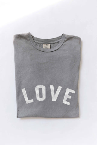 LOVE Mineral Washed Graphic Cotton Tee  in Soft Pink or Gray - The Perfect Provenance