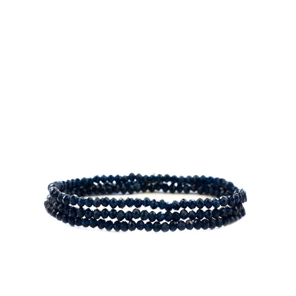 Mini Crystal Beaded Wrap Bracelet in Navy by Marlyn Schiff