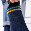 Retro Combed Cotton Socks - Green and Mustard by Billybelt