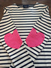 Vaujany Navy and Cream Stripe Top with Pink Heart  by Saint James