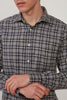 NEW Paul Button-Up Soft Texture Plaid Shirt in Grey and Blue by Hartford