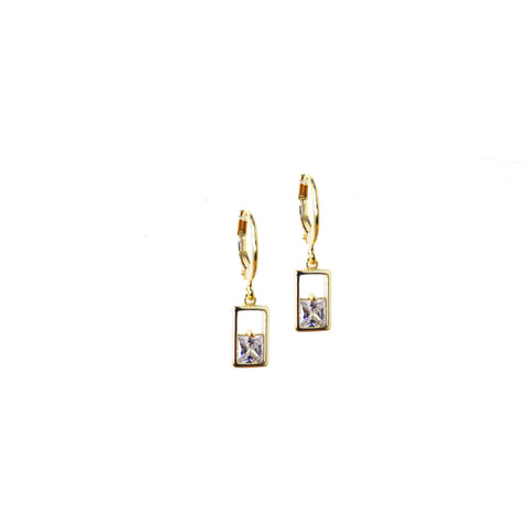 Gold Fill Rectangle Jewel Earrings by Marlyn Schiff