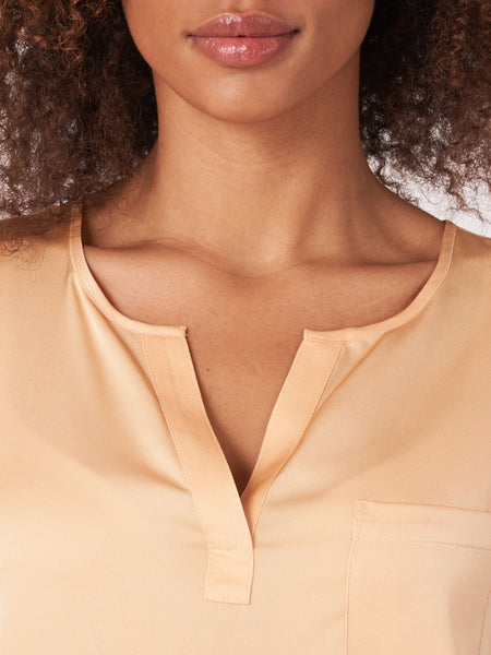 Short Sleeve Silk Blouse in Glow Orange by Repeat Cashmere - The Perfect Provenance
