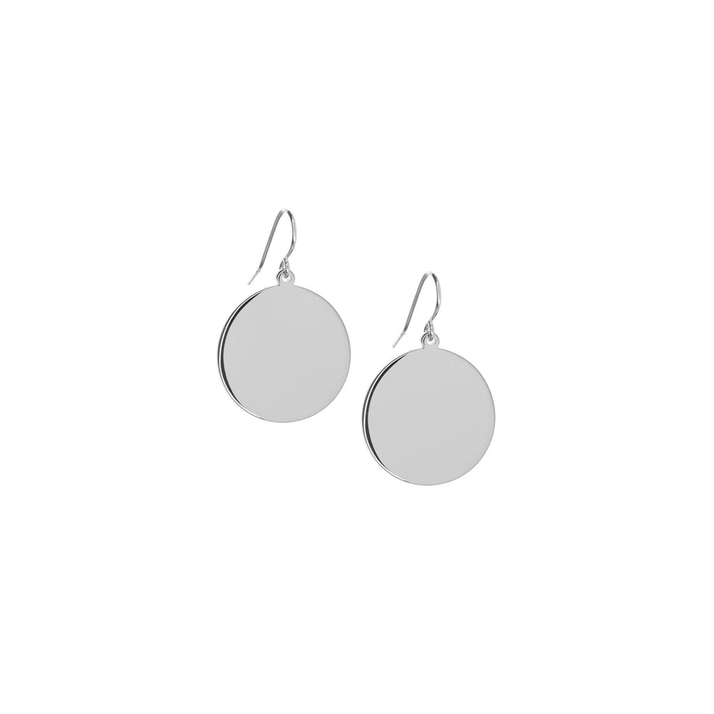 Round Disc Earrings in Silver by Marlyn Schiff