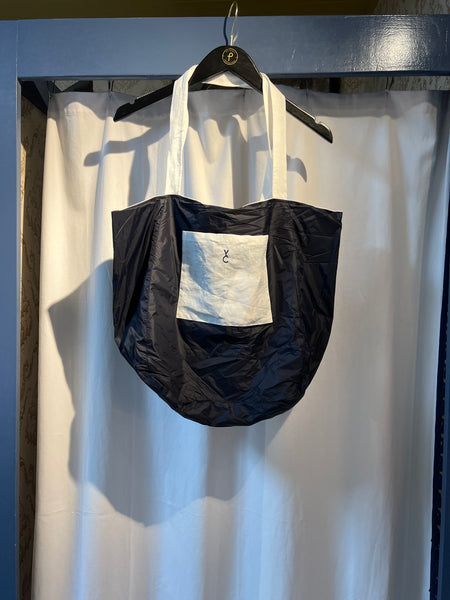 Borsa Linen Tote in Navy/Latte by YC Milano
