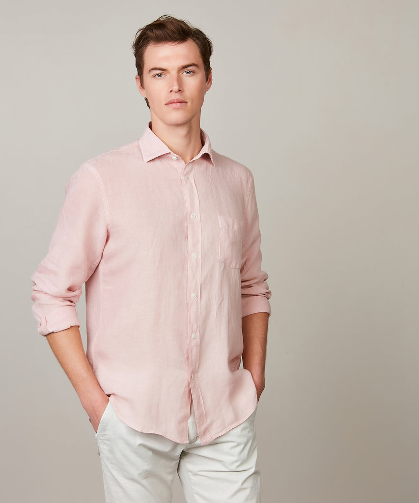 Paul Linen Shirt in Faded Pink by Hartford Paris