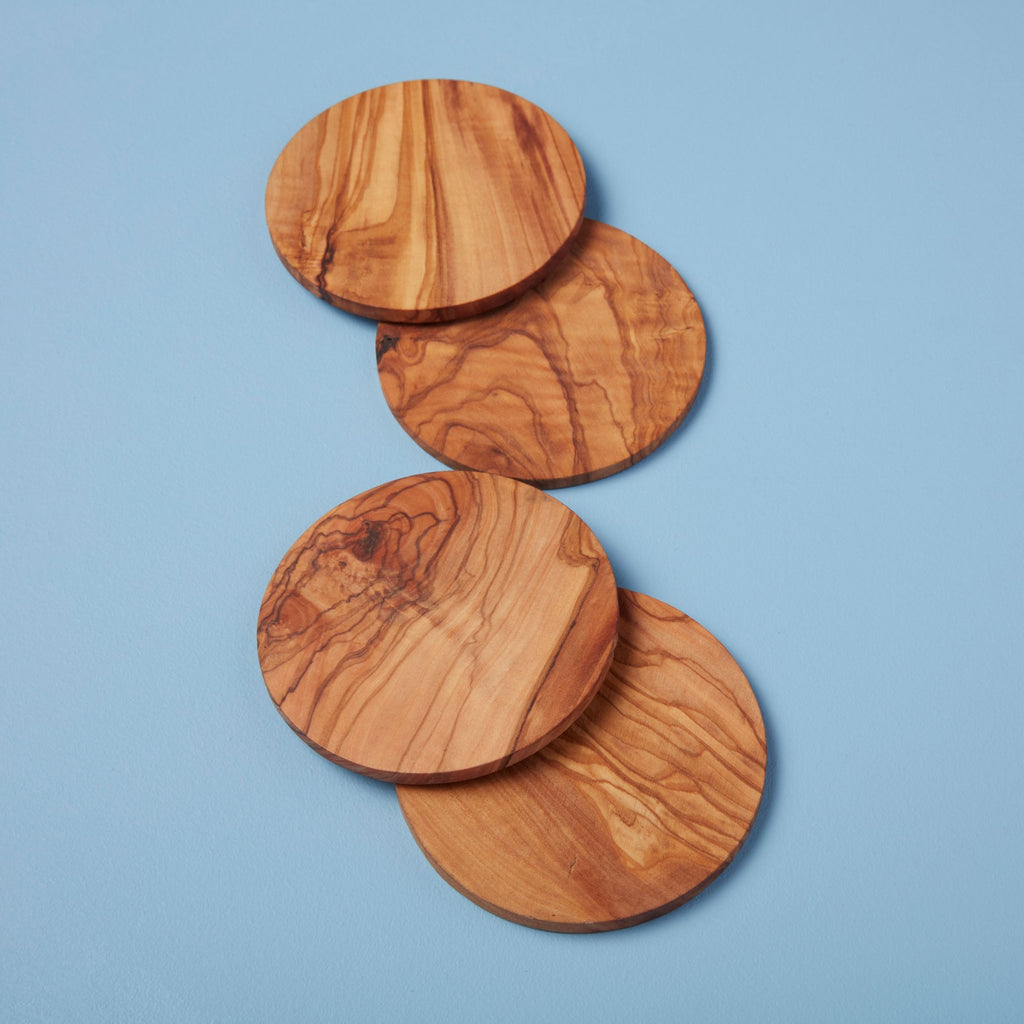 Olive Wood Round Coasters by Be Home