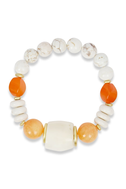 Chloe Cream Bracelet in Cream & Orange by Pranella