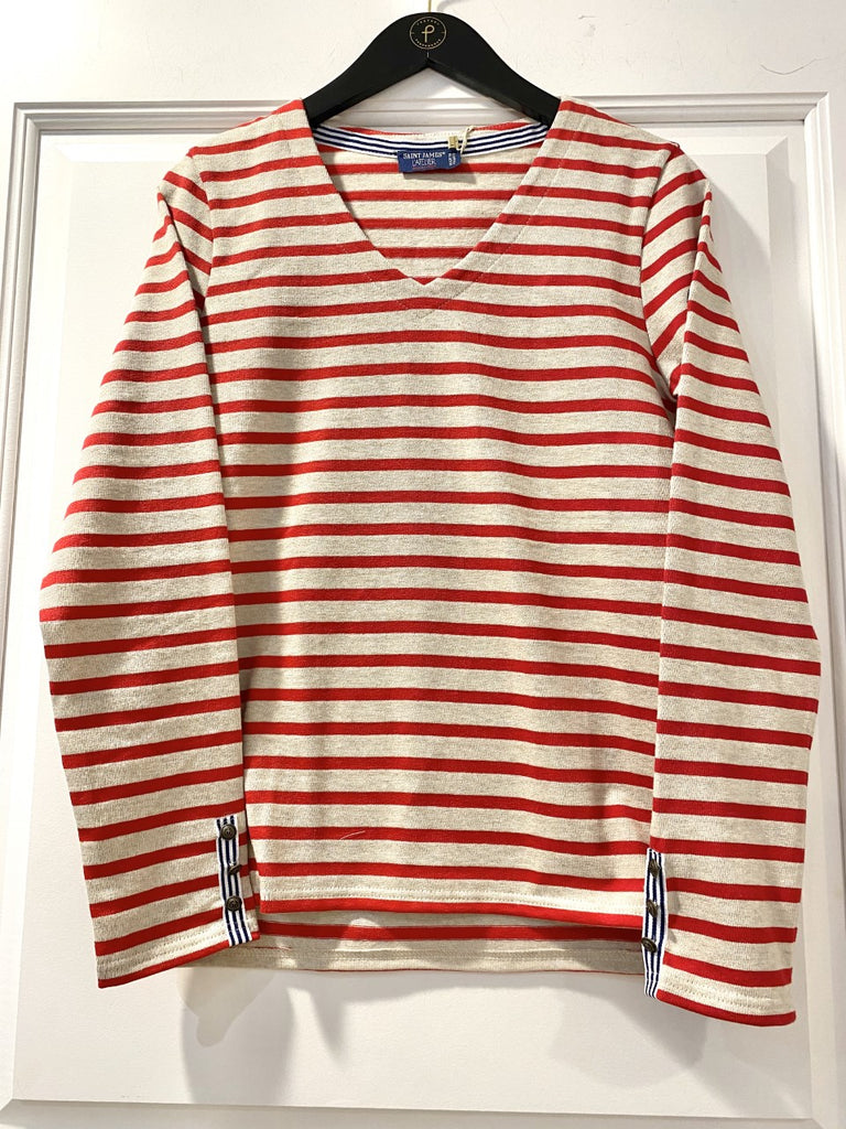 Moissey Red Stripe Long Sleeve Top  by Saint James
