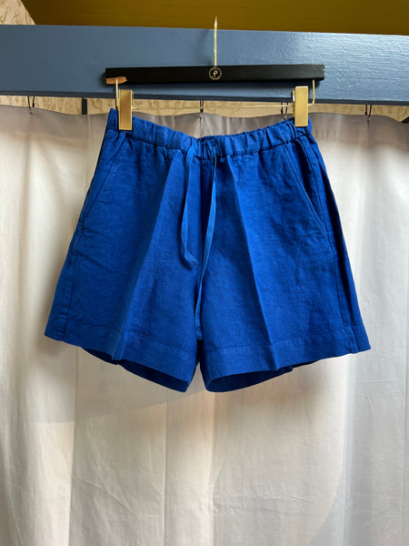 Sabine Linen Shorts in Mykonos Blue by Hartford Paris