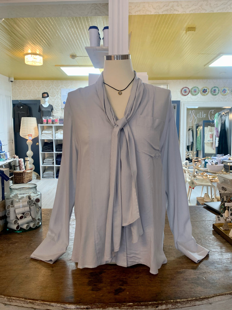 Cloud Bow Blouse with Long Neck Tie by TONET