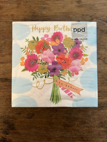 Happy Birthday Flower Large Napkins - The Perfect Provenance
