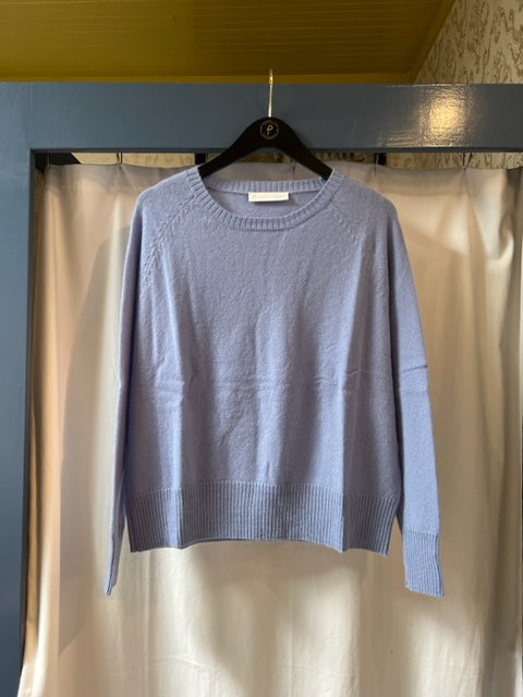 Italian Cashmere Women's Crew Neck in Cool Blue by The Perfect Provenance Luxury Cashmere Collection